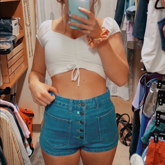 Free People Bridgette Denim Shorts Pacific Indigo - Picture 1 of 4